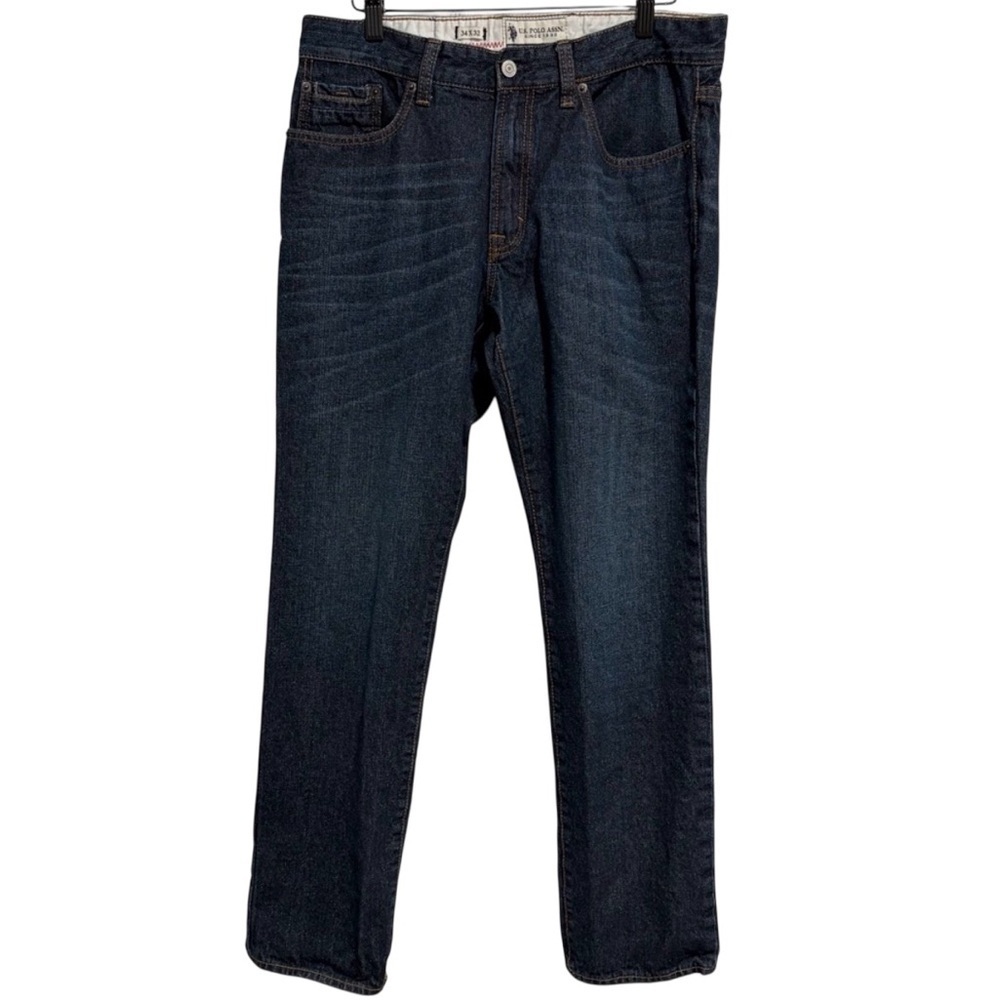 2/$25 U.S. Polo Assn. Dark Blue Men's Straight Jeans 34x32 100% Cotton